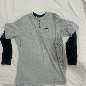 Stanley Gray and Black Long Sleeve Henley Shirt